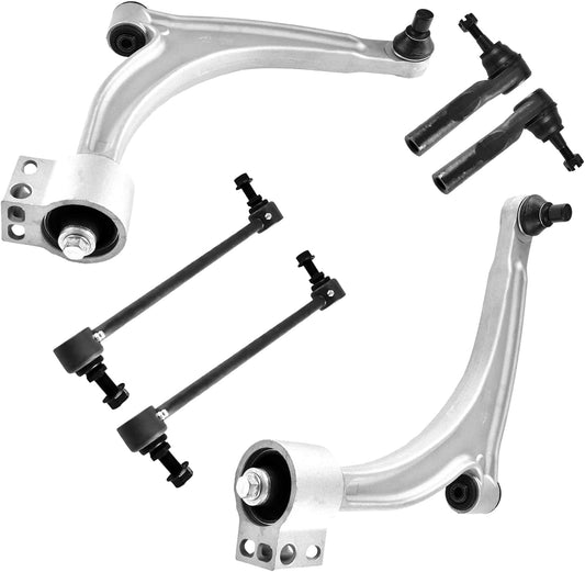 ASTARPRO 6pcs automobile chassis Front Suspension Kit Front Lower Control Arm Outer Tie Rod Ends Sway Bar Links Replacement for 2004-2012 Chevy Malibu,2005-2010 Pontiac G6,2007-2009 Saturn Aura