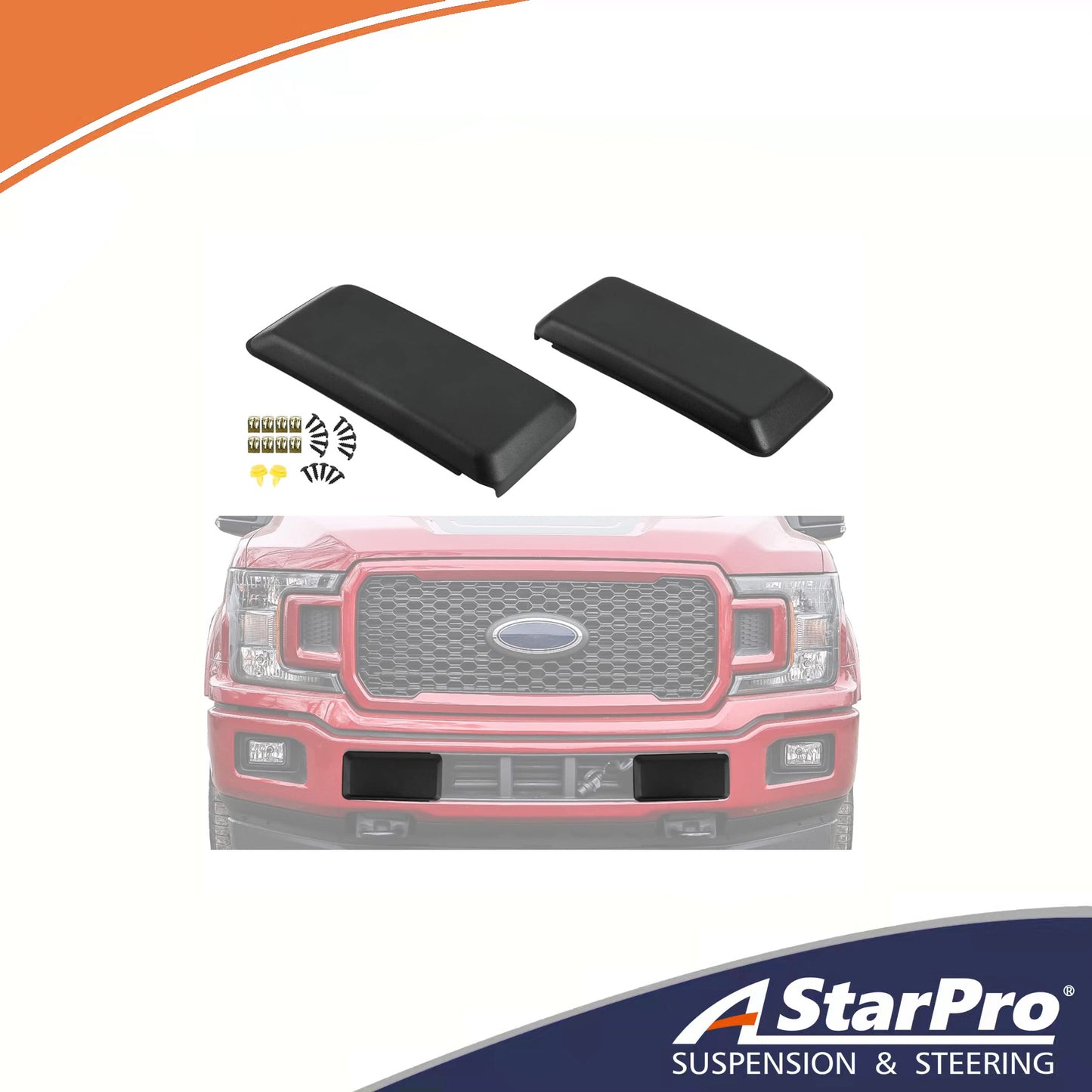 ASTARPRO Replacement for Front Left Driver & Right Passenger Side Bumper Guard Pad Cap Inserts End Cover 2018-2020 Ford F150 F-150 JL3Z17E810AB