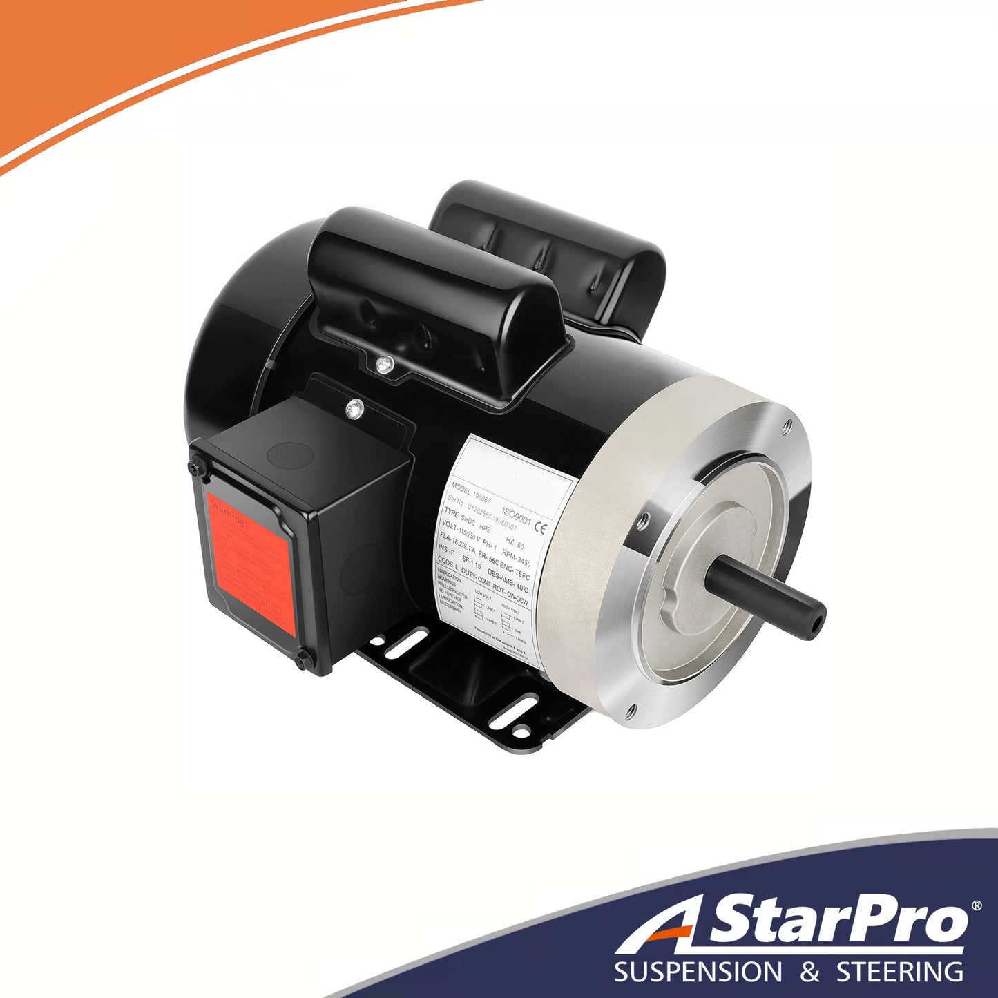 ASTARPRO Electric Motor 3450 RPM General Purpose Single Phase Motor 56C Frame 115V/230V 5/8"Shaft Diameter Rolled Steel Shell TEFC 60HZ