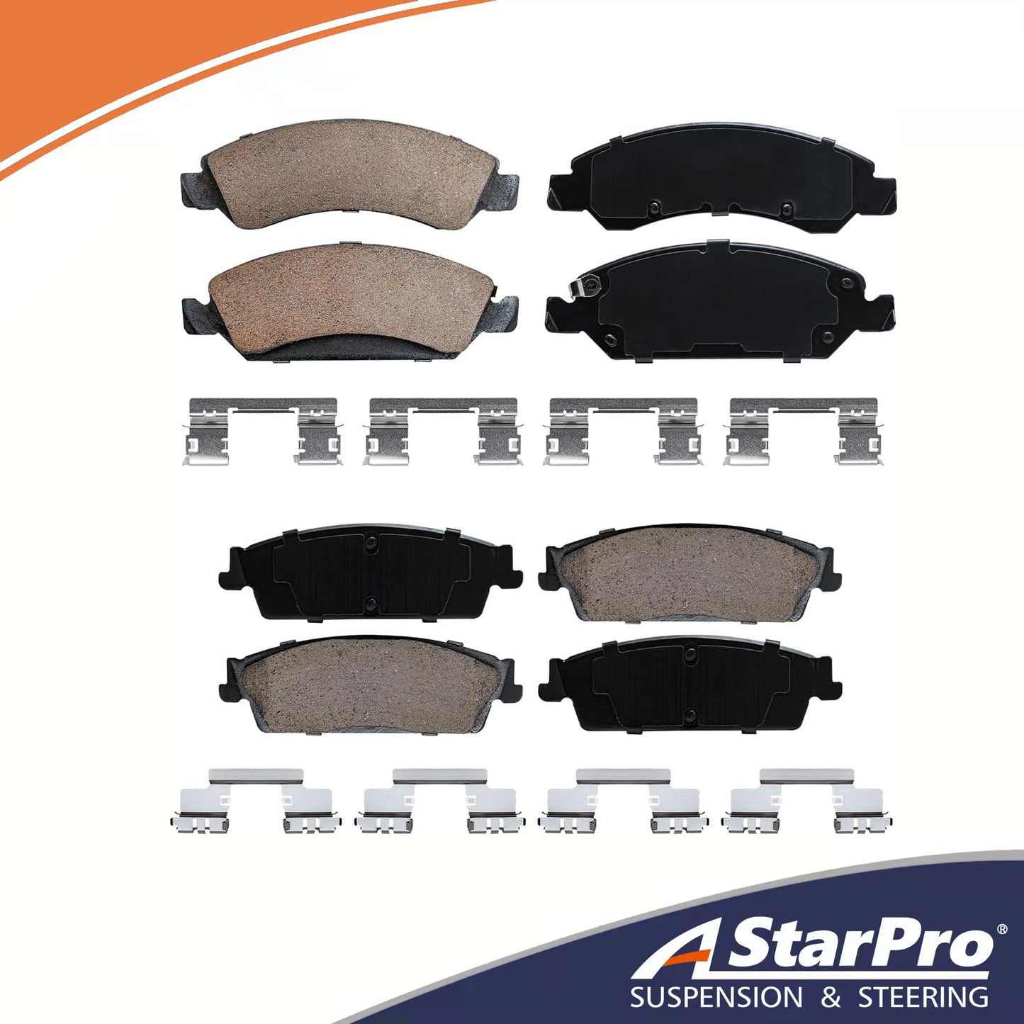 ASTARPRO Brake Pads for Chevy GMC Silverado Sierra Suburban Yukon XL 1500 Avalanche Tahoe Cadillac Escalade ESV EXT Ceramic Brake Pads Front & Rear Replacement Brakes [Rear Disc Models Only]