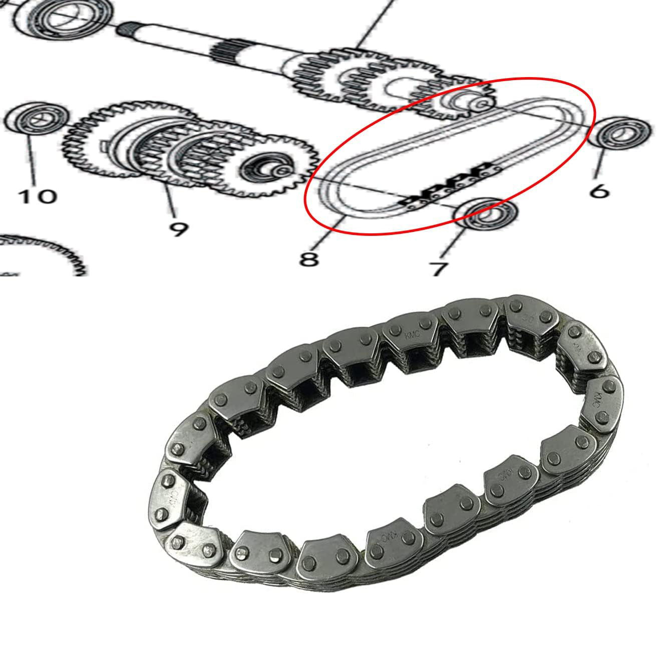 ASTARPRO Transmission Chain Replacement for Hisun 400 450 500 550 700 750,Coleman,Massimo,Axis,Bennche,Cub Cadet,Sector Vector Yamaha Rhino 660 Grizzly 600