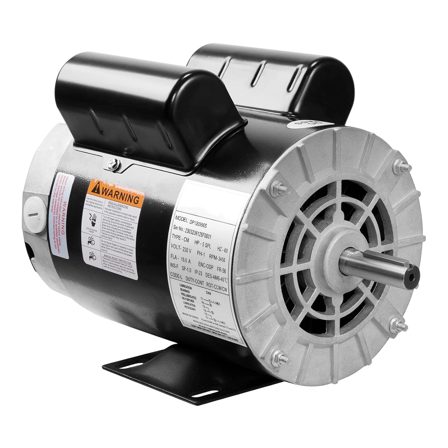 ASTARPRO Air Compressor Electric Motor, 230V 15.0Amps, 56 Frame 3450RPM, 5/8" Keyed Shaft, CW/CCW Rotation, 1.88" Shaft Length for Air Compressors