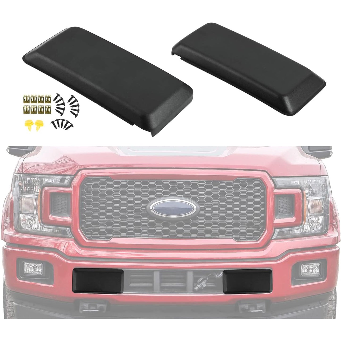 ASTARPRO Replacement for Front Left Driver & Right Passenger Side Bumper Guard Pad Cap Inserts End Cover 2018-2020 Ford F150 F-150 JL3Z17E810AB