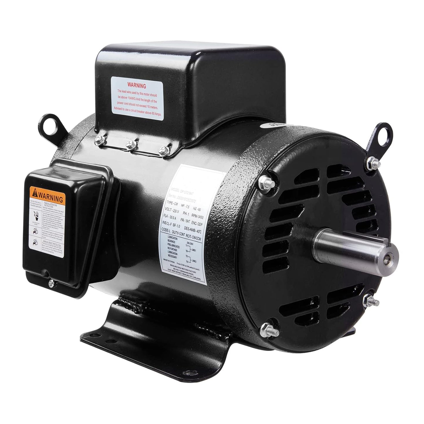 ASTARPRO Air Compressor Electric Motor, 230V 30 Amps, 184T Frame 3450RPM, 1-1/8" Keyed Shaft, CW/CCW Rotation, 2.75" Shaft Length for Air Compressors