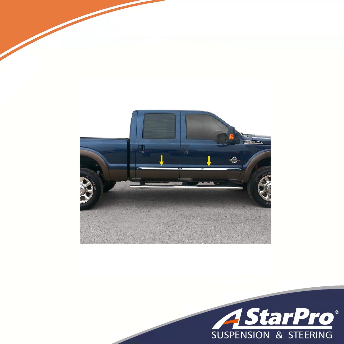 ASTARPRO Compatible with 2008-2016 Ford F250/350 Superduty Crew Cab 1" Body Side Molding Trim 4PC Overlay